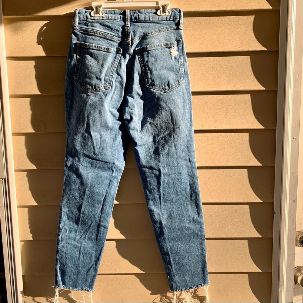 Old Navy High-Rise O.G. Straight secret-smooth pockets distressed jeans EUC sz 0 - Picture 5 of 6